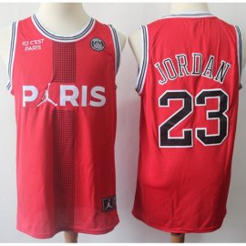 Bulls #23 Michael Jordan Red Ici Cest Paris Stitched NBA Jersey