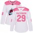 Adidas Colorado Avalanche #29 Nathan MacKinnon White/Pink Authentic Fashion Womens Stitched NHL Jersey