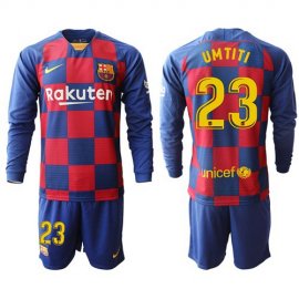 Barcelona #23 Umtiti Home Long Sleeves Soccer Club Jersey
