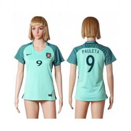Womens Portugal #9 Pauleta Away Soccer Country Jersey