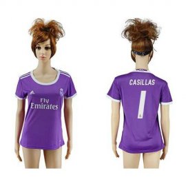 Womens Real Madrid #1 Casillas Away Soccer Club Jersey