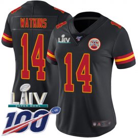 Nike Kansas City Chiefs #14 Sammy Watkins Black Super Bowl LIV 2020 Womens Stitched NFL Limited Rush 100th Season Jersey