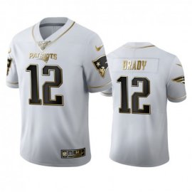 New England New England Patriots #12 Tom Brady Mens Nike White Golden Edition Vapor Limited NFL 100 Jersey