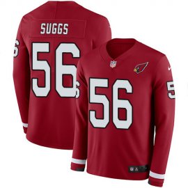 Nike Arizona Cardinals #56 Terrell Suggs Red Team Color Mens Stitched NFL Limited Therma Long Sleeve Jersey