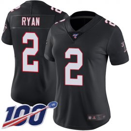Nike Atlanta Falcons #2 Matt Ryan Black Alternate Womens Stitched NFL 100th Season Vapor Limited Jersey