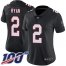 Nike Atlanta Falcons #2 Matt Ryan Black Alternate Womens Stitched NFL 100th Season Vapor Limited Jersey