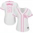 Kansas City Royals #51 Jason Vargas White/Pink Fashion Womens Stitched MLB Jersey