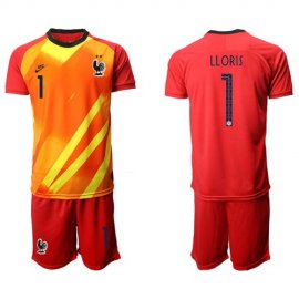 France #1 LLORIS Red Goalkeeper Soccer Country Jersey