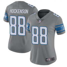 Nike Detroit Lions #88 T.J. Hockenson Gray Womens Stitched NFL Limited Rush Jersey