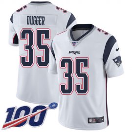 Nike New England Patriots #35 Kyle Dugger White Mens Stitched NFL 100th Season Vapor Untouchable Limited Jersey