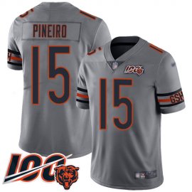 Nike Chicago Bears #15 Eddy Pineiro Silver Youth Stitched NFL Limited Inverted Legend 100th Season Jersey