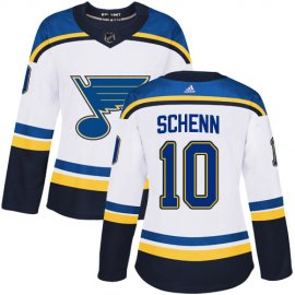Adidas St. Louis Blues #10 Brayden Schenn White Road Authentic Womens Stitched NHL Jersey