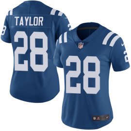 Nike Indianapolis Colts #28 Jonathan Taylor Royal Blue Team Color Womens Stitched NFL Vapor Untouchable Limited Jersey