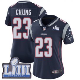 Nike New England Patriots #23 Patrick Chung Navy Blue Team Color Super Bowl LIII Bound Womens Stitched NFL Vapor Untouchable Limited Jersey