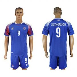 Iceland #9 Sigthorsson Home Soccer Country Jersey