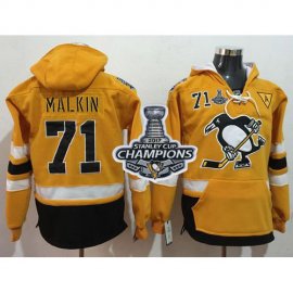 Pittsburgh Penguins #71 Evgeni Malkin Gold Sawyer Hooded Sweatshirt 2017 Stadium Series Stanley Cup Finals Champions Stitched NHL Jersey