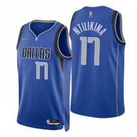 Nike Dallas Mavericks #17 Frank Ntilikina Blue Mens 2021-22 NBA 75th Anniversary Diamond Swingman Jersey – Icon Edition Mens