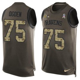 Nike Baltimore Ravens #75 Jonathan Ogden Green Mens Stitched NFL Limited Salute To Service Tank Top Jersey