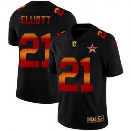 Dallas Cowboys #21 Ezekiel Elliott Mens Black Nike Red Orange Stripe Vapor Limited NFL Jersey