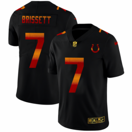Indianapolis Colts #7 Jacoby Brissett Mens Black Nike Red Orange Stripe Vapor Limited NFL Jersey