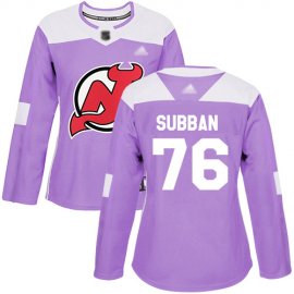 Adidas New Jersey Devils #76 P.K. Subban Purple Authentic Fights Cancer Womens Stitched NHL Jersey