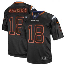 Nike Denver Broncos #18 Peyton Manning Lights Out Black Mens Stitched NFL Elite Jersey