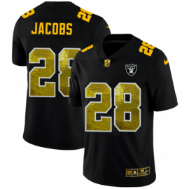 Las Vegas Raiders #28 Josh Jacobs Mens Black Nike Golden Sequin Vapor Limited NFL Jersey