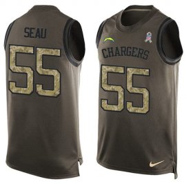 Nike Los Angeles Chargers #55 Junior Seau Green Mens Stitched NFL Limited Salute To Service Tank Top Jersey