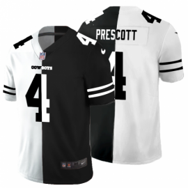 Dallas Cowboys #4 Dak Prescott Mens Black V White Peace Split Nike Vapor Untouchable Limited NFL Jersey