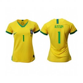Womens Brazil #1 Alisson Home Soccer Country Jersey