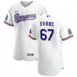 Texas Rangers #67 Demarcus Evans Mens Nike White Home 2020 Authentic Patch Player MLB Jersey