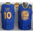 Warriors #10 David Lee Blue Crazy Light The Finals Patch Stitched NBA Jersey