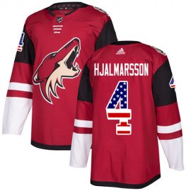 Adidas Arizona Coyotes #4 Niklas Hjalmarsson Maroon Home Authentic USA Flag Stitched Youth NHL Jersey