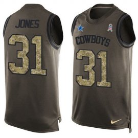 Nike Dallas Cowboys #31 Byron Jones Green Mens Stitched NFL Limited Salute To Service Tank Top Jersey