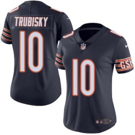 Nike Chicago Bears #10 Mitchell Trubisky Navy Blue Team Color Womens Stitched NFL Vapor Untouchable Limited Jersey