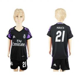 Real Madrid #21 Morata Black Kid Soccer Club Jersey