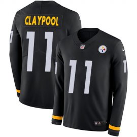 Nike Pittsburgh Steelers #11 Chase Claypool Black Team Color Mens Stitched NFL Limited Therma Long Sleeve Jersey