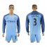 Manchester City #3 Sagna Home Long Sleeves Soccer Club Jersey
