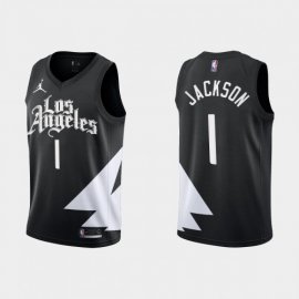 Los Angeles Los Angeles Clippers #1 Reggie Jackson Black Mens Nike NBA 2022-23 Statement Edition Jersey Mens