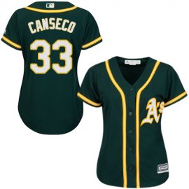 Oakland Athletics #33 Jose Canseco Green Alternate Womens Stitched MLB Jersey