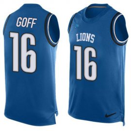 Detroit Lions #16 Jared Goff Blue Team Color Mens Stitched NFL Limited Tank Top Jersey