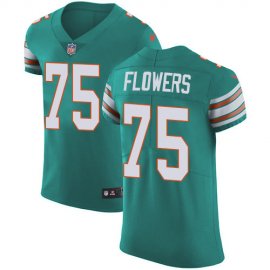 Nike Miami Dolphins #75 Ereck Flowers Aqua Green Alternate Mens Stitched NFL New Elite Jersey