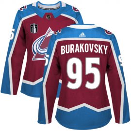 Adidas Colorado Avalanche #95 Andre Burakovsky Burgundy Womens 2022 Stanley Cup Final Patch Home Authentic Stitched NHL Jersey Womens