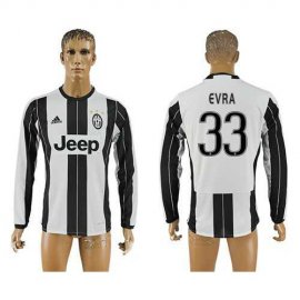 Juventus #33 Evra Home Long Sleeves Soccer Club Jersey
