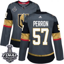 Adidas Vegas Golden Knights #57 David Perron Grey Home Authentic 2018 Stanley Cup Final Womens Stitched NHL Jersey