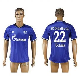 Schalke 04 #22 Uchida Blue Home Soccer Club Jersey