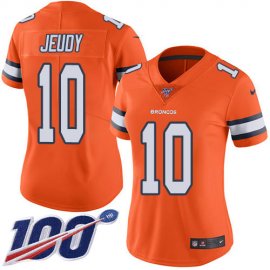 Nike Denver Broncos #10 Jerry Jeudy Orange Womens Stitched NFL Limited Rush 100th Season Jersey
