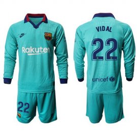 Barcelona #22 Vidal Third Long Sleeves Soccer Club Jersey