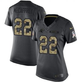 Nike Carolina Panthers #22 Christian McCaffrey Black Womens Stitched NFL Limited 2016 Salute to Service Jersey