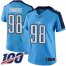 Nike Tennessee Titans #98 Jeffery Simmons Light Blue Womens Stitched NFL Limited Rush 100th Season Jersey